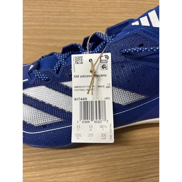 Adidas Men's Size 13.5 ADIZERO ELECTRIC Football Cleats Royal Blue IH7449 - Picture 3 of 7